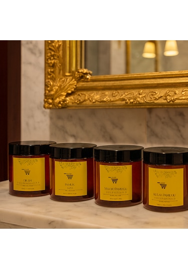 Organizer 4lü Kapaklı Kutu 500ml Set Banyo Düzenleyici Kutular Açık Kahverengi