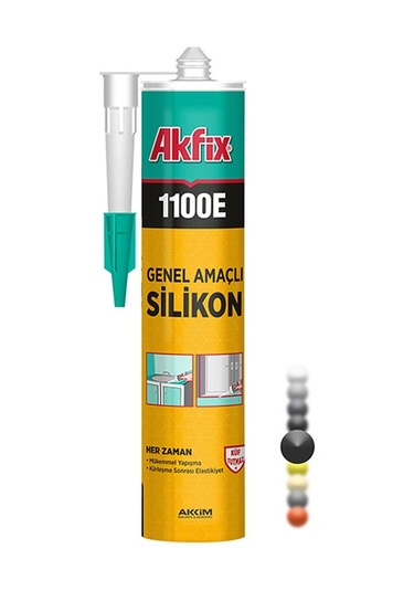 Akfix 1100E Genel Amaçlı Silikon 280Gr Siyah Siyah