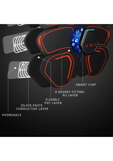 Didadodo Karın Kas Çalıştırıcı Ems Egzersiz Çalışması Güç Fitness Yama Taşınabilir Ev Dijital Ekran Karın Kolu İçin Şarj, Dijital Ekranlı Karın Egzersiz Yaması Siyah