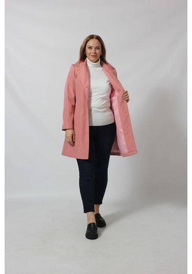 1670 Düğmeli Cep Detaylı Bondit Ceket Pudra