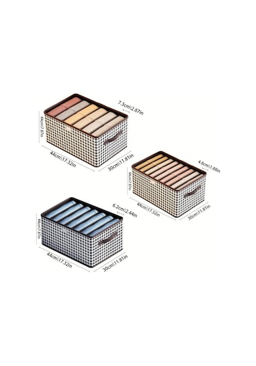 Kosona Houndstooth Desenli 6 Bölmeli Kollu Kumaş Depo Kutusu - 44x30x20 Cm - Çekirdekli, Yığılabilir, Ev İçi Giyim Ve Eşya Saklama Kutusu