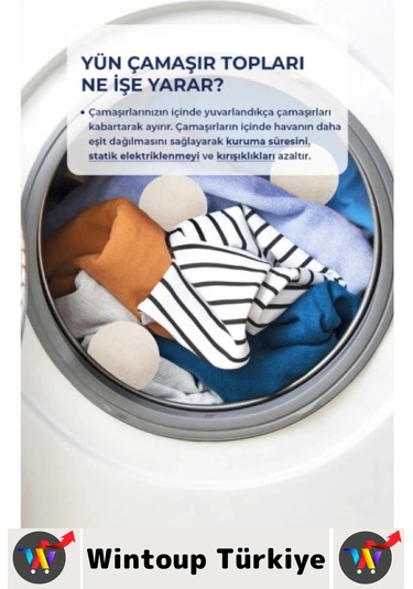 Kırışıklık Azaltan Hızlı Kuruma Sürtünme Engelleyen Çamaşır Makinesi Pratik Yün Kurutma Topu 3 Adet Çok Renkli