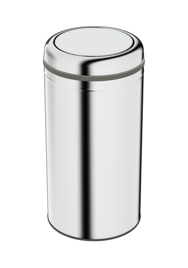 Aqua Bagno Basic Çöp Kovası - Sallanır Kapaklı 45 L, Parlak Krom Paslanmaz Krom