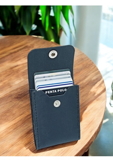 Cronder Hakiki Deri Dik Model Kutu Kartlık Siyah