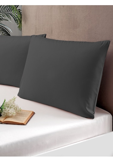 Pierre Cardin 2'li Pamuk Saten Yastık Kılıfı Antrasit