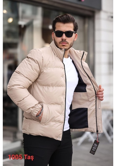 Classics Men Slim Fit Rüzgar Geçirmez Elyaf Dolgulu Mont Bej