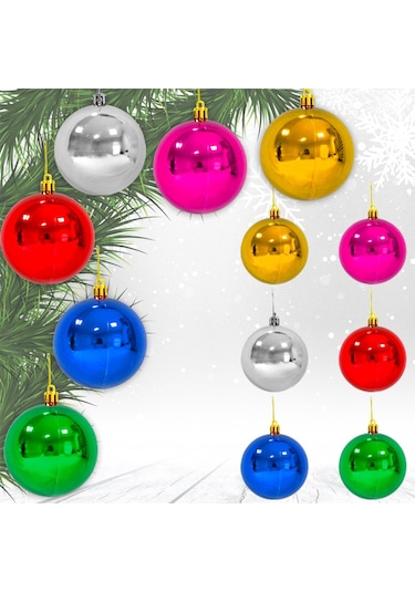 Yılbaşı Ağaç Süsü Cici Top, 8 cm - 6 Adet