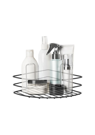 Zmc Bilişim Kendiliğinden Yapışkanlı Montaj Gerektirmeyen Tek Katlı Banyo Askı Köşe Şampuanlık Siyah Çok Renkli