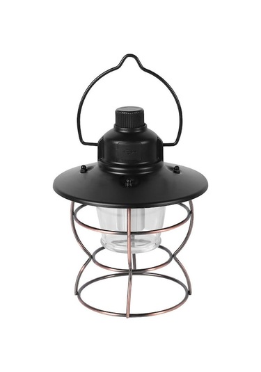 Metal Plastik Kamp Lambası, Şarj Edilebilir, 2000mah Pil, Taşınabilir, Siyah Siyah Siyah