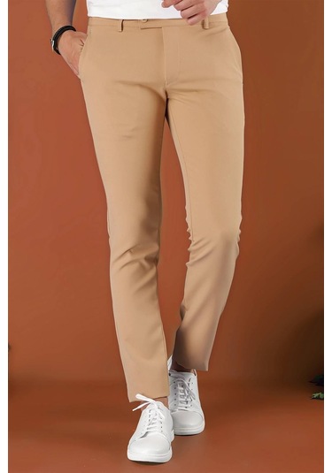 P 1123 Slim Fit Camel Spor Pantolon Camel