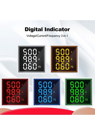 Reedark 3'ü 1 Arada Ac Akım Voltaj Frekans Göstergesi - 22mm Kare Led Ekran 60-500v/0-100a/20-75hz