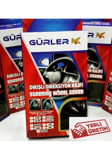 Renault 19 Europa Uyumlu Dikmeli Direksiyon Kılıfı Noktalı Dikişli Mavi İpli 38cm 10cm