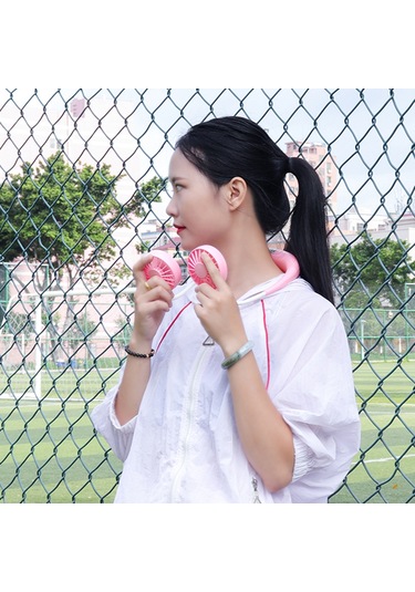 Ximistore9 Siyah Boya, 3.7v Usb Şarjlı, 3 Hızlı, 7 Kanatlı, Renkli Işık Özellikli Kolye Tipi Taşınabilir Fan Siyah