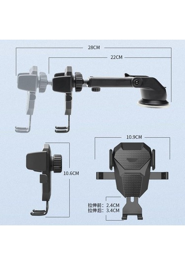 Hombey Araç İçin Otomatik Kilitleme Telefon Tutucu, Genişletilebilir Silikon Tabanlı Saksi, Navigasyon İçin D25 Klem + 101 Saksi Modeli