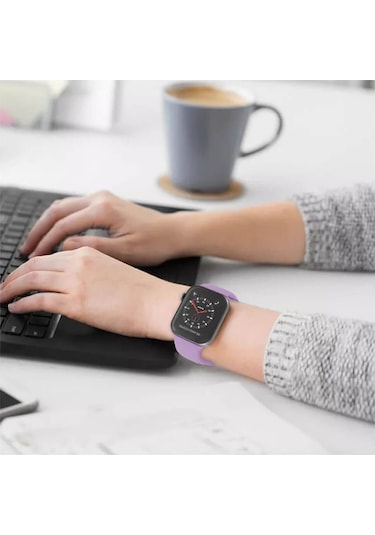 Wozlo iOS Uyumlu Watch 1, 2, 3, 4, 5, 6, 7, 8, Se Silikon Kordon Kayış - S-m Beden 38/40/41mm - Lavanta