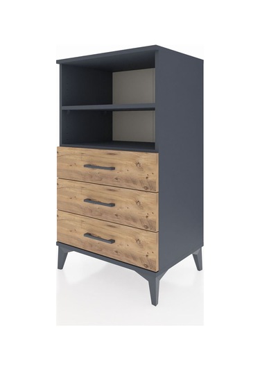 Hyperion Komodin 2 Raflı 3 Çekmeceli 60x44x106 Antrasit-çam Antrasit