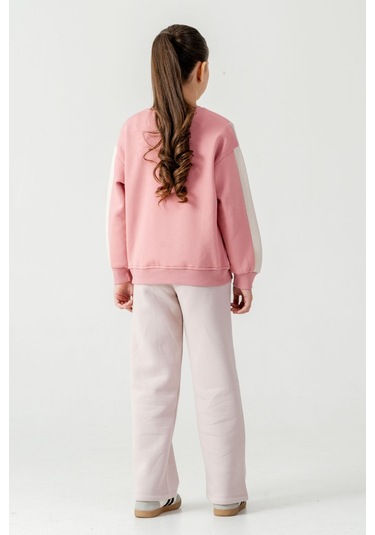 Kız Çocuk Make Your Baskılı 3 İplik Kalın Kışlık Eşofman Takımı Ak4227 Pembe