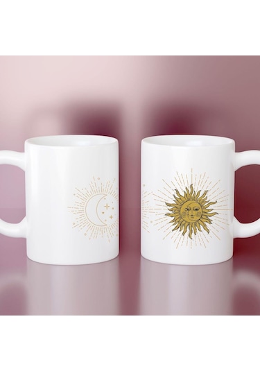 Güneş Ay Tarot Tasarımlu Kupa Bardak Saydam