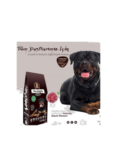Heydoo Kuzu Etli & Pirinçli Yetişkin Köpek Maması 15 KG