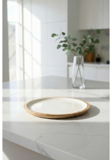 Mango Agacı Servis Tabağı & Sunum Tabağı 25 Cm Krem Çok Renkli