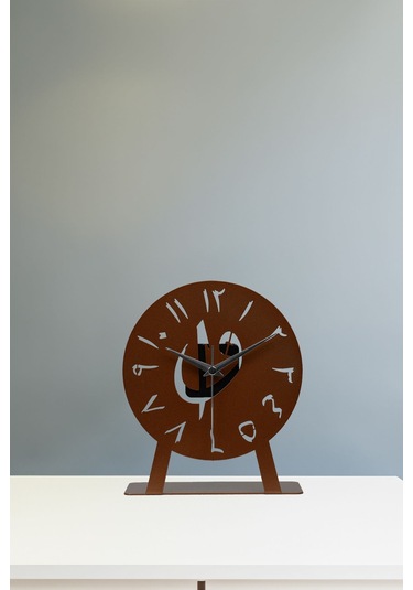 Elif-vav Model Metal Lazer Kesim Akar Sessiz Mekanizmalı Masa Saati Bakır