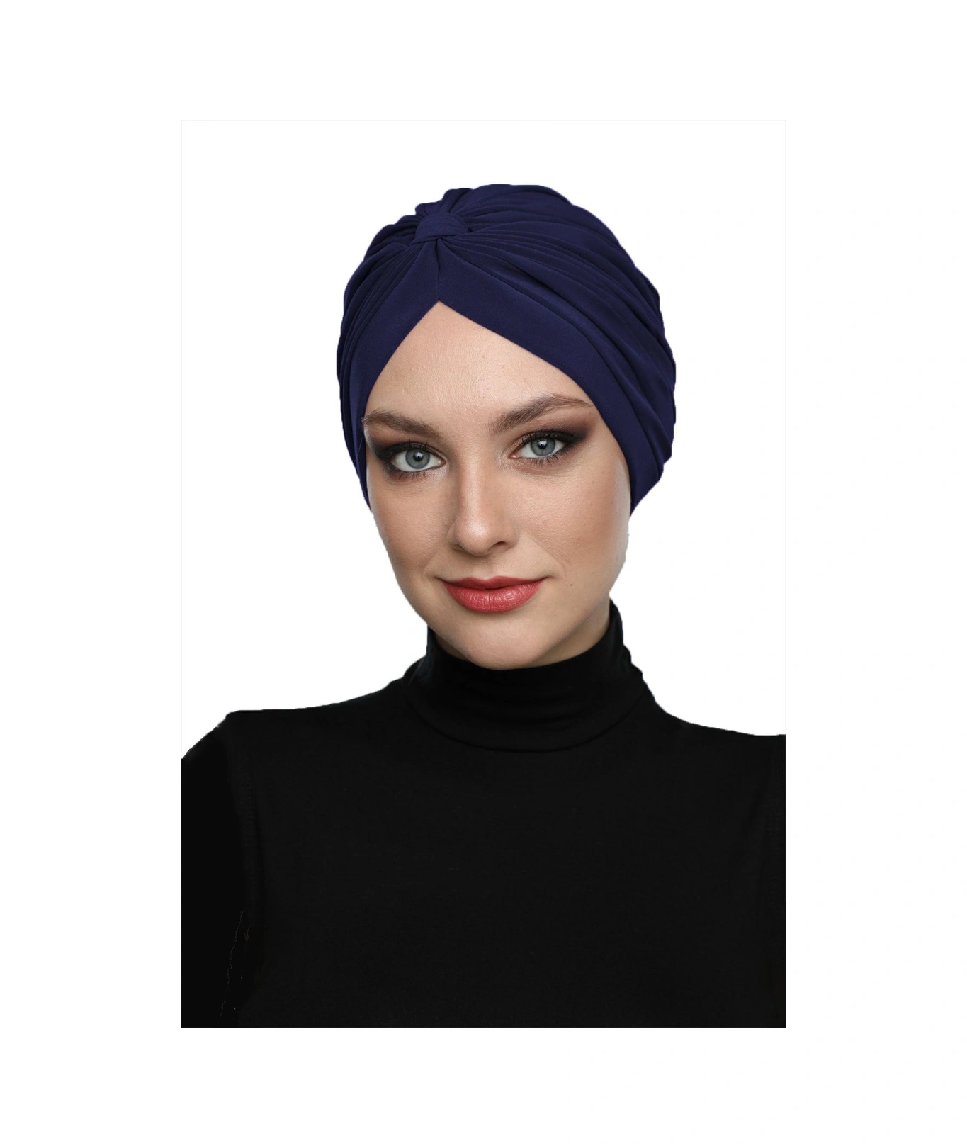 Çapraz Bantlı Lacivert Hazır Türban Tesettür Havuz Bonesi Lacivert