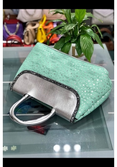 Sentt Büyük Simli Süet Çanta Gri