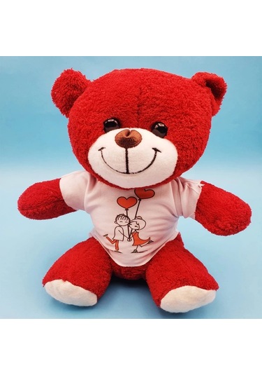 Tişörtlü Kırmızı Oyuncak Ayı Çok Renkli