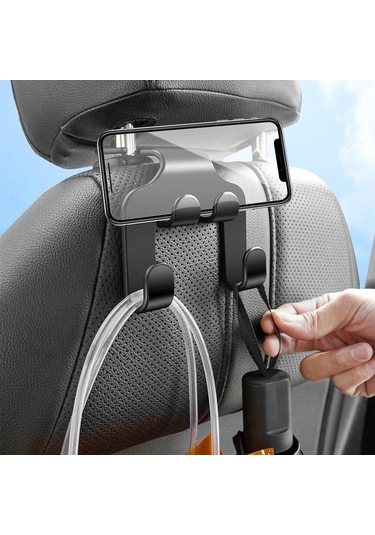 jmsstore Araba Koltuğu Kafalık Kanca Askı Depolama Organizatör Siyah