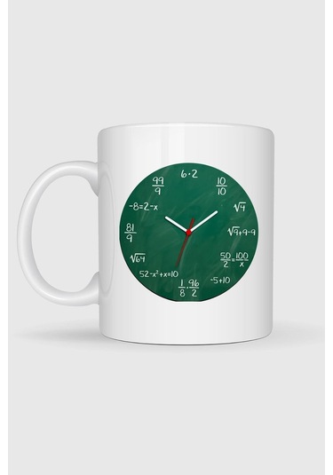 Matematik Çarpma Bölme Toplama Saati Baskılı Kupa Bardak Beyaz