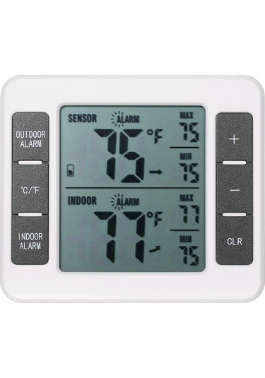 Tenfowee Kablosuz Dijital Termometre - İç/dış Mekan Sıcaklık Ölçer, Alarmlı, Maks/min Hafızalı, Lcd Ekran 1 Sensörlü