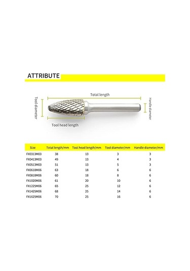 Karbür Metal Ahşap İşleme Ahşap Oyma Taşlama Kafası Çift Yuva Tungsten Çelik Ftype Kavisli Yuvarlak Kafa Döner Sıkıcı Kesici Fx1625m06