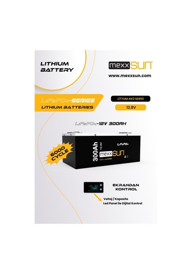 Mexxsun - İnges 12 Volt 300 Amper Lityum Akü - 3.84 Kwh Lifepo4 Batarya - 12.8 Volt