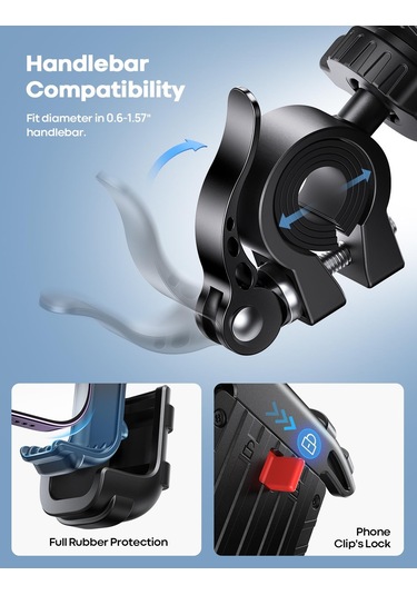 Lamicall Motosiklet Ve Bisiklet Telefon Tutucu 360 Derece Döndürülebilir Bm02black