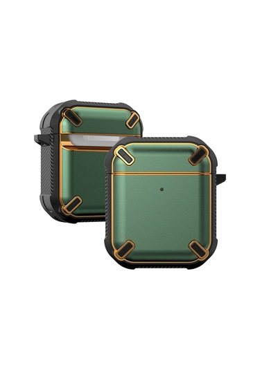 Kablosuz Kulaklık Darbeye Dayanıklı King Kong Ares Tpu Airpods Uyumlu 1/2 İçin Koruyucu Kılıf Yeşil