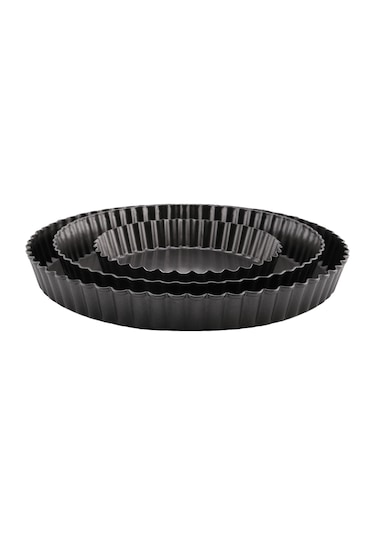 Xurunkeji Turta Kalıbı, Yapışmaz Turta Kalıbı, Yuvarlak Kiş Tart Tepsisi, Çıkarılabilir Tabanlı Pizza Tabağı, Fırın Kapları 14/20/24 Cm Siyah