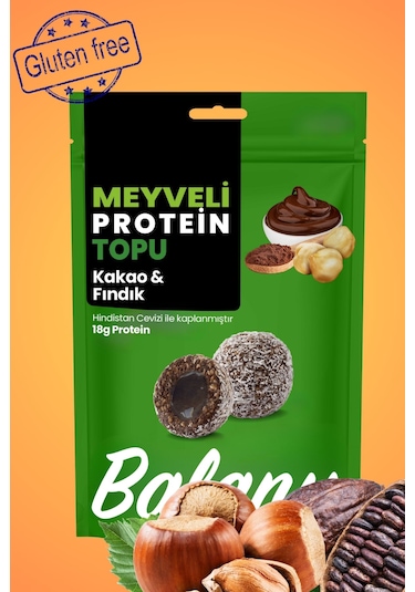 Meyveli Kakaolu & Fındıklı Protein Topları 110gr X3 Adet