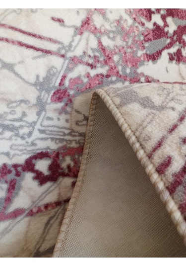 Linea Home Pembe Mermer Desen Yıkanabilir Kaymaz Taban Dört Mevsimlik Salon Banyo Balkon Genç Odası Kesme Halı Pembe