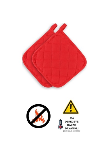 Yanmaz, Isıya Dayanıklı Fırın Tutacağı 2 Tutacak Kırmızı