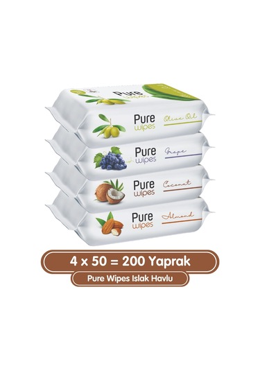 Pure Wipes Islak Havlu 4 X 50'Li 200 Yaprak