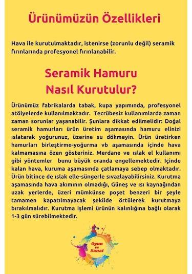Seramik Hamuru Başlangıç Seti, Kil Çamuru, Oyun Hamuru, Seramik Şekillendirme Kalemi