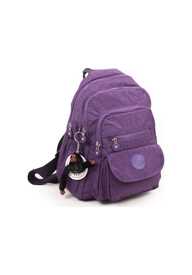 Krinkıl / Klinkır Su Geçirmez Ithal Kumaş Çok Gözlü Günlük Küçük Kadın Sırt Çantası Mor 8317 Mor
