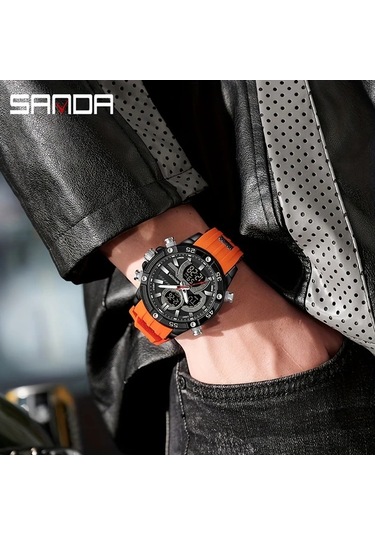 Oldfriend Sanda Erkek Spor Digital Saat Kırmızı Su Geçirmez Parlak Ekran Alarm Kronometre Diğer