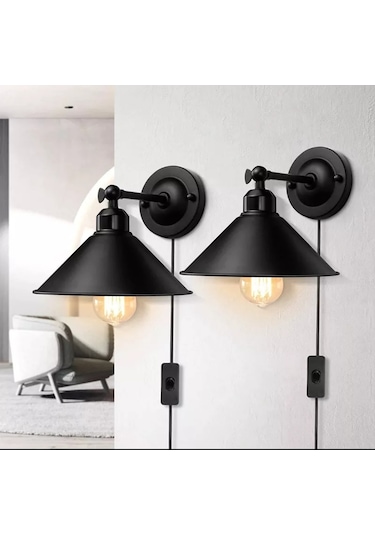 Mylights Retro Rustik Yatak Balı Anahtarlı Kablolu Duvar Aplik Diğer