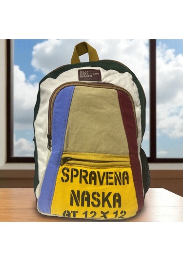 Kaliteli Renkli Vintage Salaş Disayn Günlük Sırt Gezi Okul Seyahat Çantası 28 Cm X 37 Cm Sarı