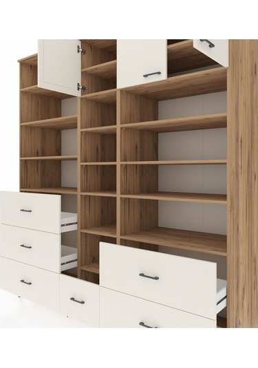 Kronos Dolap 17 Raflı 6 Çekmeceli 3 Kapaklı 220x59x243 Çam-aytaşı/aytaşı Aytası/aytası