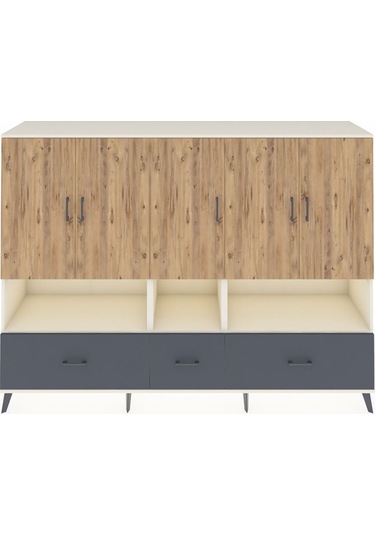 Hyperion Dolap 12 Raflı 3 Çekmeceli 5 Kapaklı 220x44x163 Aytaşı-ç Aytaşı-çam/antrasit