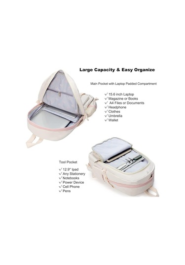 Aromee Gençler Kız Okul Sırt Çantası Seyahat Sırt Çantası - Beyaz