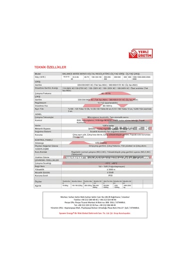 Spower Balance 3 Servo 200 Kva 3 Faz 3f/3f Otomatik Voltaj Regülatörü