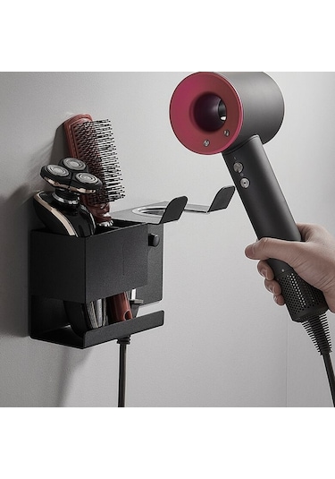 Lichen Saç Kurutma Makinesi Saklama Rafı, Banyo Lavabosu, Banyo Siyah